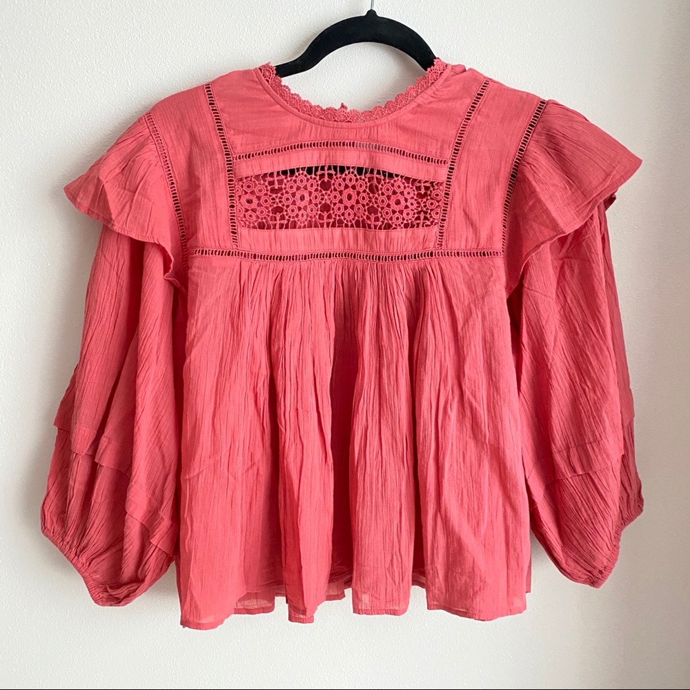 NEW Free People Crochet Floral Blouse